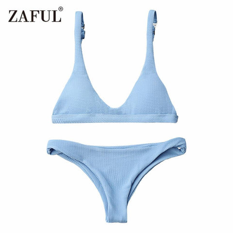 Solid Color  Brazilian Bikini Set