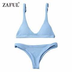 Solid Color  Brazilian Bikini Set