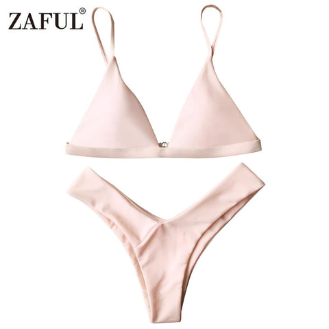 High Cut Soft Pad Spaghetti Strap Thong Swimwear