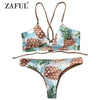 Image of Back Strappy Pineapple Print Bikini Set