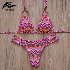 Low Waist Striped Bikini Set