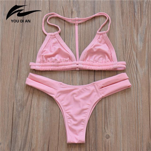 Low Waist Striped Bikini Set