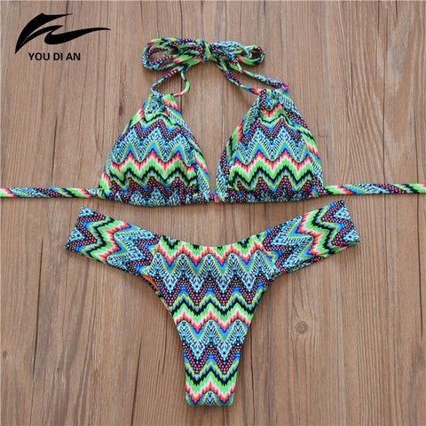 Low Waist Striped Bikini Set