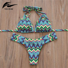 Low Waist Striped Bikini Set