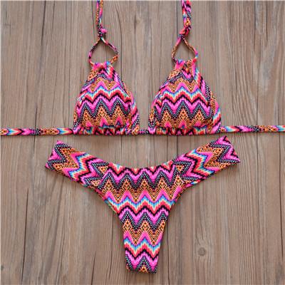 Low Waist Striped Bikini Set