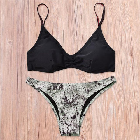 Low Waist Striped Bikini Set