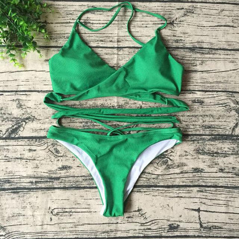 Cross  Suit Top Low Waist  Push Up Brazilian Suit