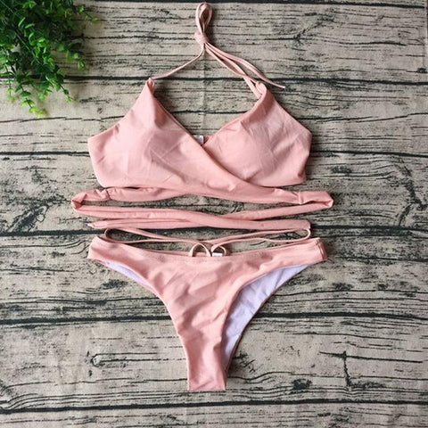 Cross  Suit Top Low Waist  Push Up Brazilian Suit