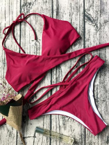 Cross  Suit Top Low Waist  Push Up Brazilian Suit