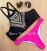 Image of Geometry Black Print  High Neck Push Up Bikini Set