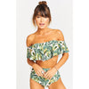 Image of Striped Ruffled Swim Bathing Suit