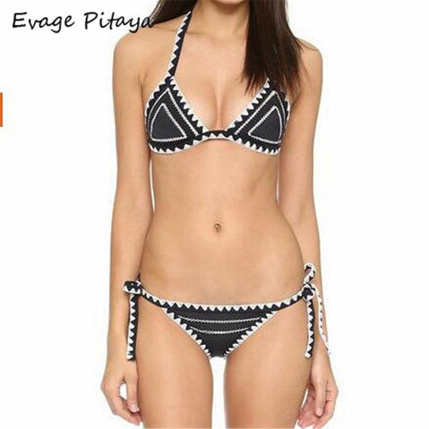 Retro Sexy white black Bikini Set