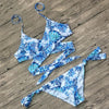 Image of Floral Printed  Halter Bikinis Set