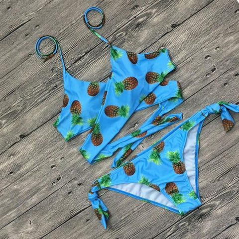 Floral Printed  Halter Bikinis Set