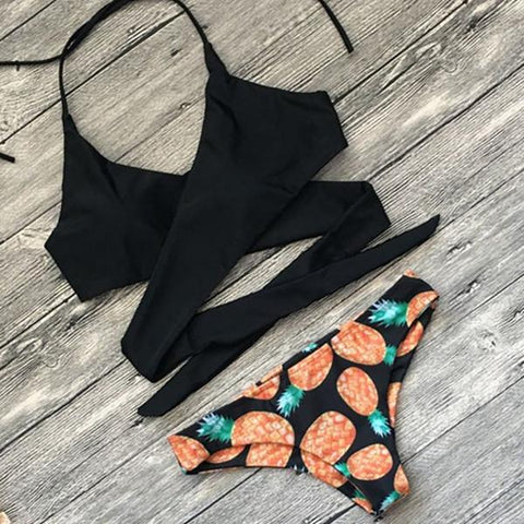 Floral Printed  Halter Bikinis Set