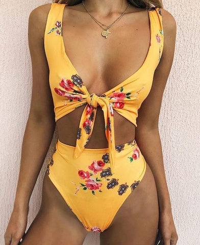 Floral High Waist Bikini Set