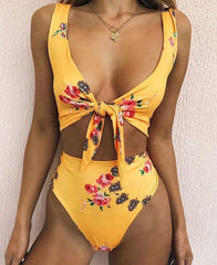 Floral High Waist Bikini Set