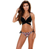 Image of Cross Patchwork Halter Top Print Bikini Set