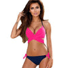 Image of Cross Patchwork Halter Top Print Bikini Set