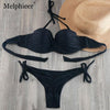 Image of Solid Strappy Bikinis Set