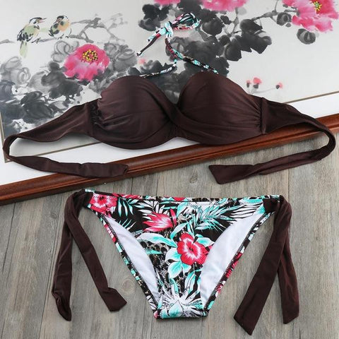 Solid Strappy Bikinis Set