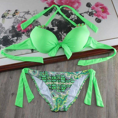 Solid Strappy Bikinis Set