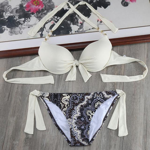 Solid Strappy Bikinis Set