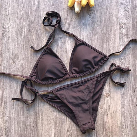 Sexy Pure Color Bikini Set