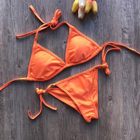 Sexy Pure Color Bikini Set