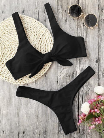 Knotted Padded Thong Bikini Set