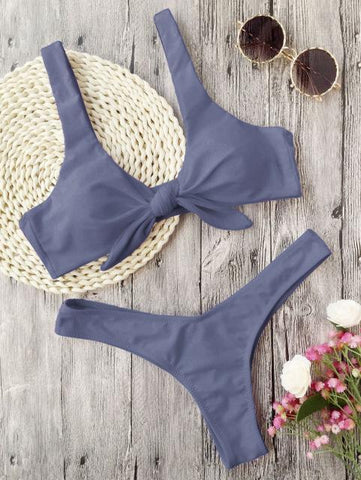 Knotted Padded Thong Bikini Set