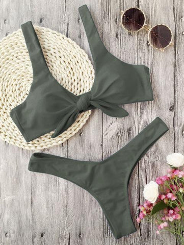 Knotted Padded Thong Bikini Set