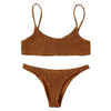 Image of Cami Smocked Bikini Top and Bottoms Sexy Low Waisted Spaghetti Straps Swimsuit