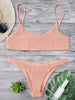 Image of Cami Smocked Bikini Top and Bottoms Sexy Low Waisted Spaghetti Straps Swimsuit