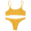 Image of Cami Smocked Bikini Top and Bottoms Sexy Low Waisted Spaghetti Straps Swimsuit