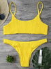 Image of Cami Smocked Bikini Top and Bottoms Sexy Low Waisted Spaghetti Straps Swimsuit