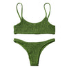 Image of Cami Smocked Bikini Top and Bottoms Sexy Low Waisted Spaghetti Straps Swimsuit