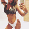 Image of Two-Pieces Swimwear Solid Sleeveless Bodysuits Hollow Out Bikini Suit