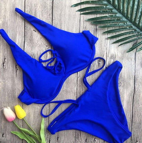 Strapless Floral Print Bikini Set