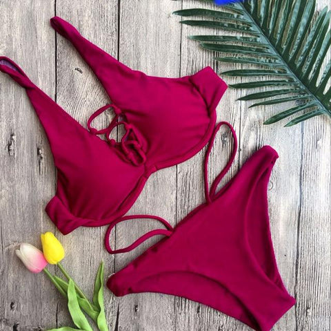 Strapless Floral Print Bikini Set