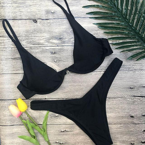Strapless Floral Print Bikini Set