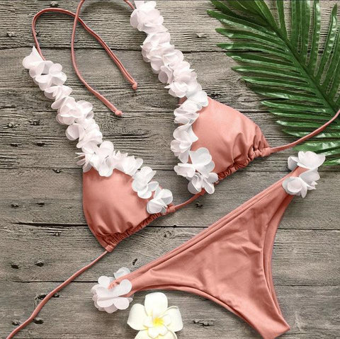 Strapless Floral Print Bikini Set