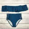 Image of Off Shoulder  High Waist Cross Straps  Hollow Out Swimwear