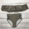 Image of Off Shoulder  High Waist Cross Straps  Hollow Out Swimwear
