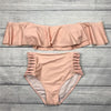 Image of Off Shoulder  High Waist Cross Straps  Hollow Out Swimwear