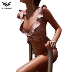 Ruffle Swimwear Women Swimsuit Brazilian Bikini Set