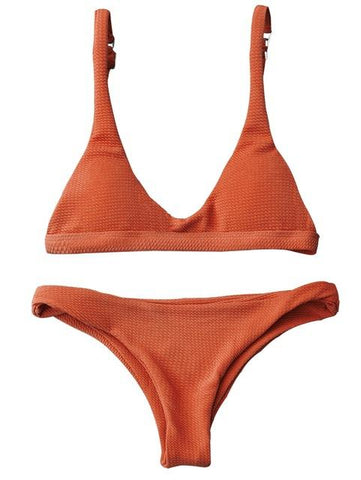 Solid Color  Brazilian Bikini Set