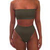 Image of High Waist Bikini Swimsuit Solid Bikini Set