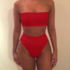 Image of High Waist Bikini Swimsuit Solid Bikini Set