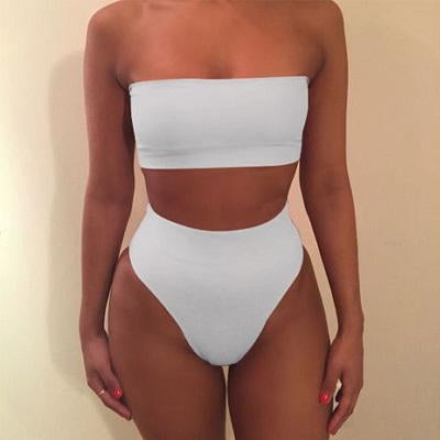 High Waist Bikini Swimsuit Solid Bikini Set
